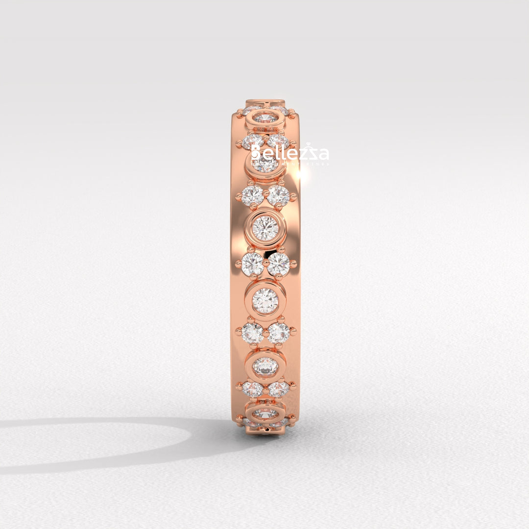 Round Diamond Cluster Setting Full Eternity Lab Grown Wedding Band