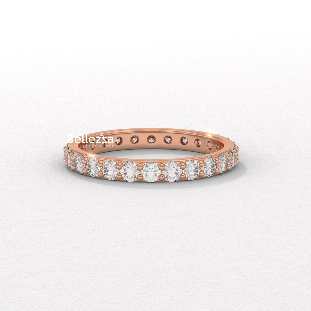 Round Diamond Full Eternity Pave Setting Lab Grown Wedding Band