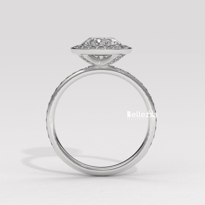 1.50-2.50CT Oval Cut CVD Diamond Halo Setting Engagement Ring