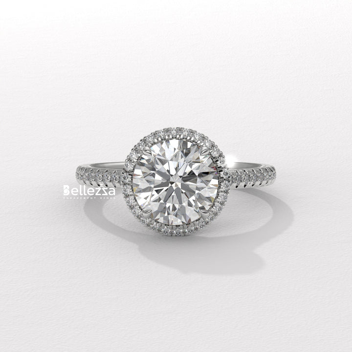 round diamond prong setting, luxury gold diamond ring, dainty round cut ring, timeless round cut ring, gold round diamond band,round cut engagement ring 