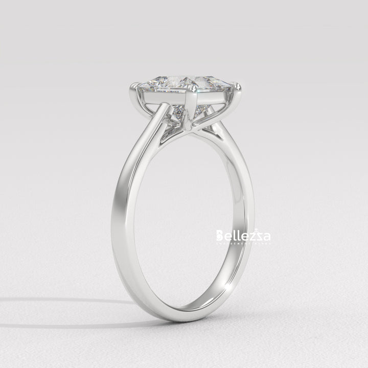 1.0-2.0CT Princess Diamond Solitaire Setting Lab Grown Engagement Ring