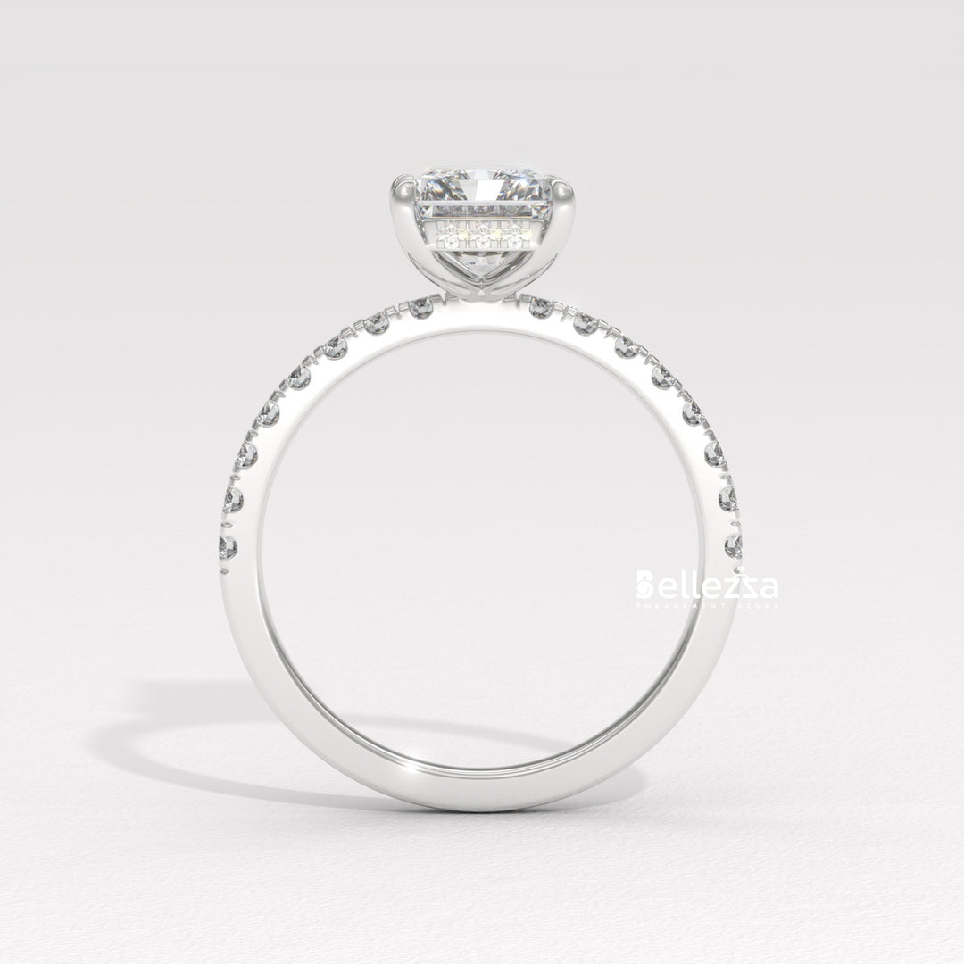 2.0-3.0CT Radiant Diamond Pave Setting Lab Grown Engagement Ring