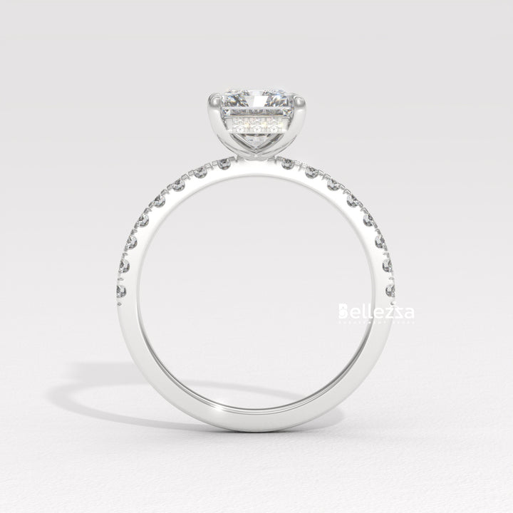 2.0-3.0CT Radiant Diamond Pave Setting Lab Grown Engagement Ring