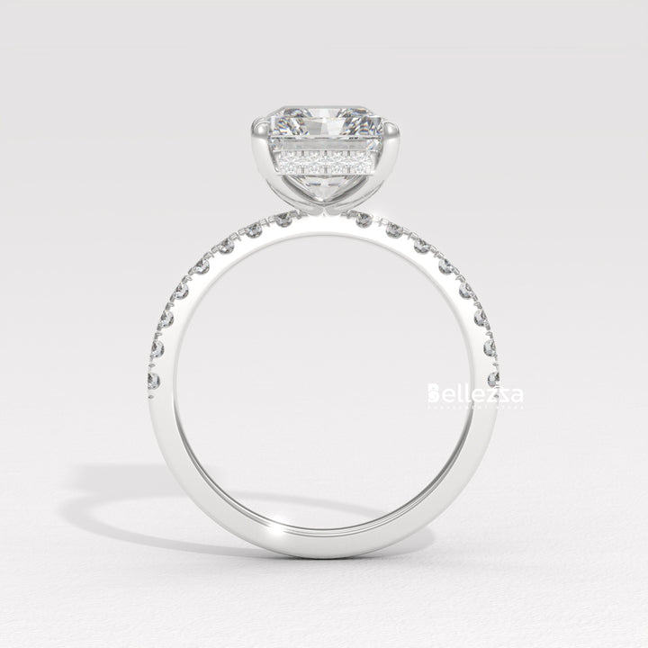 2.50-3.50CT Radiant Diamond Hidden Halo Lab Grown Engagement Ring