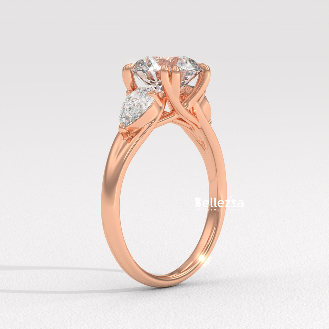 2.0-3.0CT Round Diamond Three Stone Lab Grown Engagement Ring