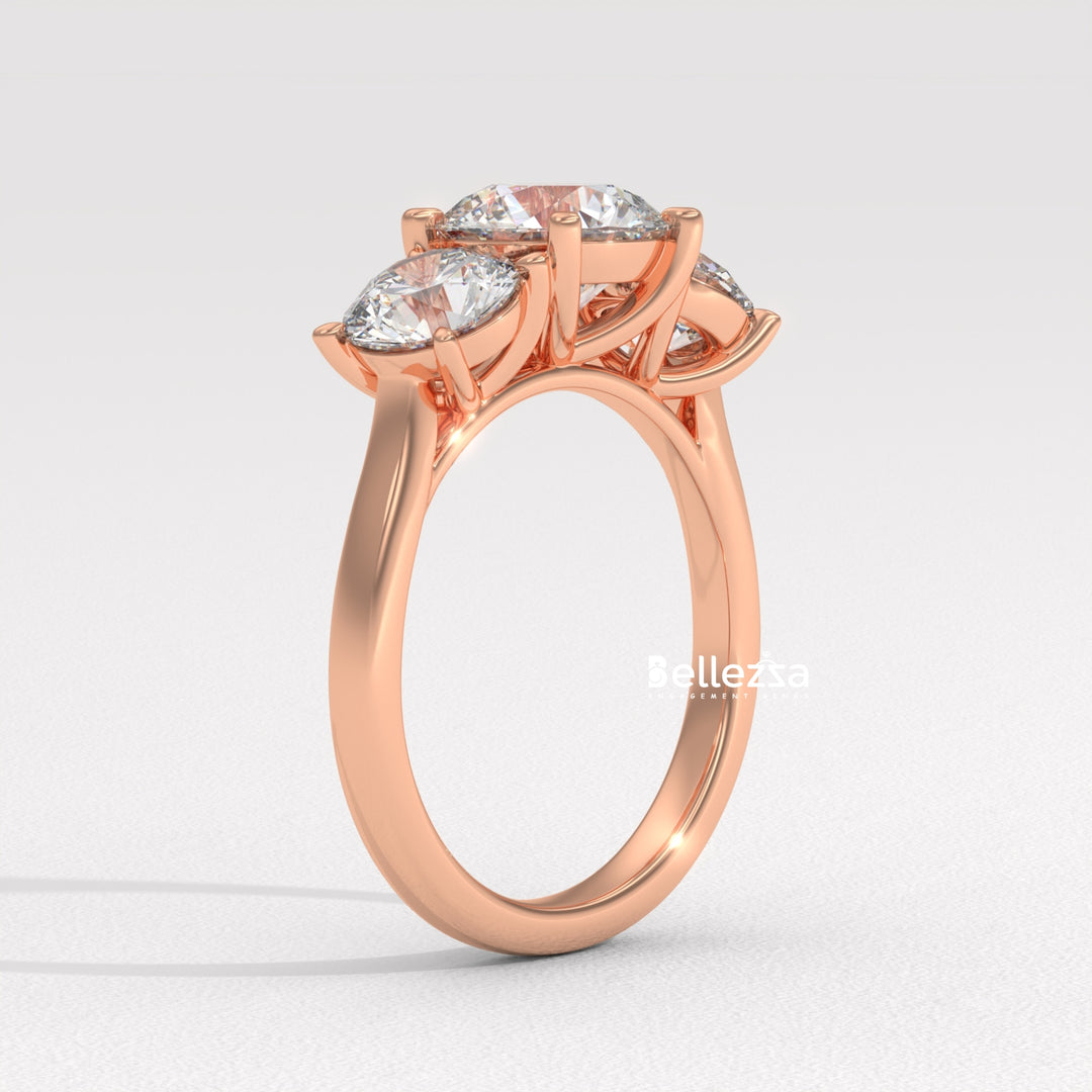 1.50-2.50CT Round Diamond Three Stone Lab Grown Engagement Ring