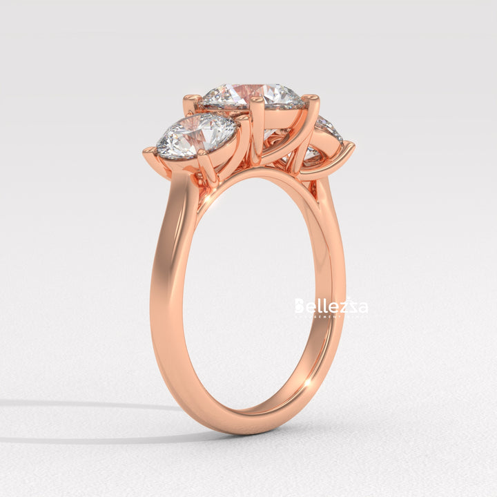 1.50-2.50CT Round Diamond Three Stone Lab Grown Engagement Ring