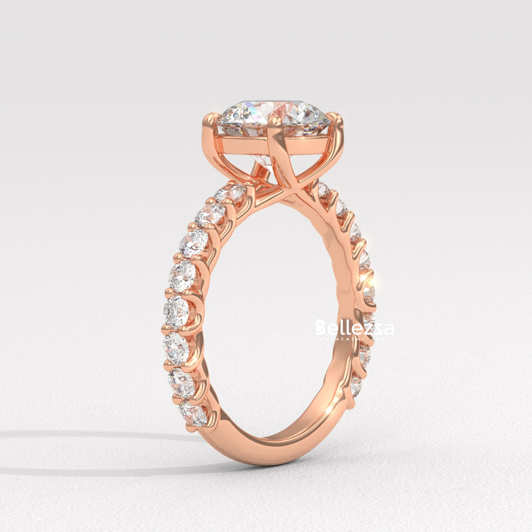 1.50-2.50CT Round Cut Pave Setting Lab Grown Engagement Ring