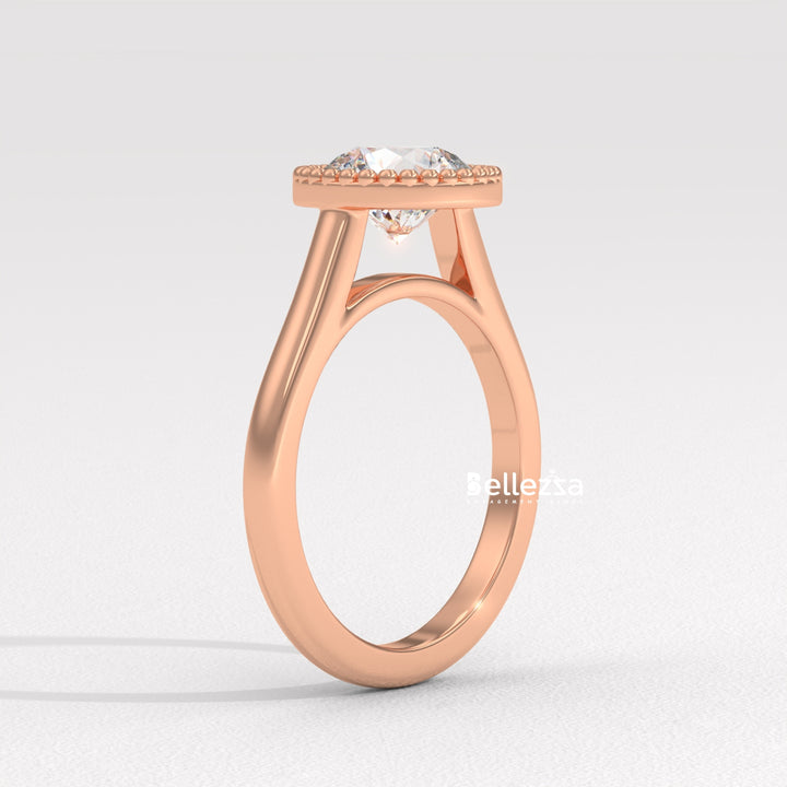 1.0-2.0CT Round Diamond Vintage Bezel Setting Lab Grown Engagement Ring