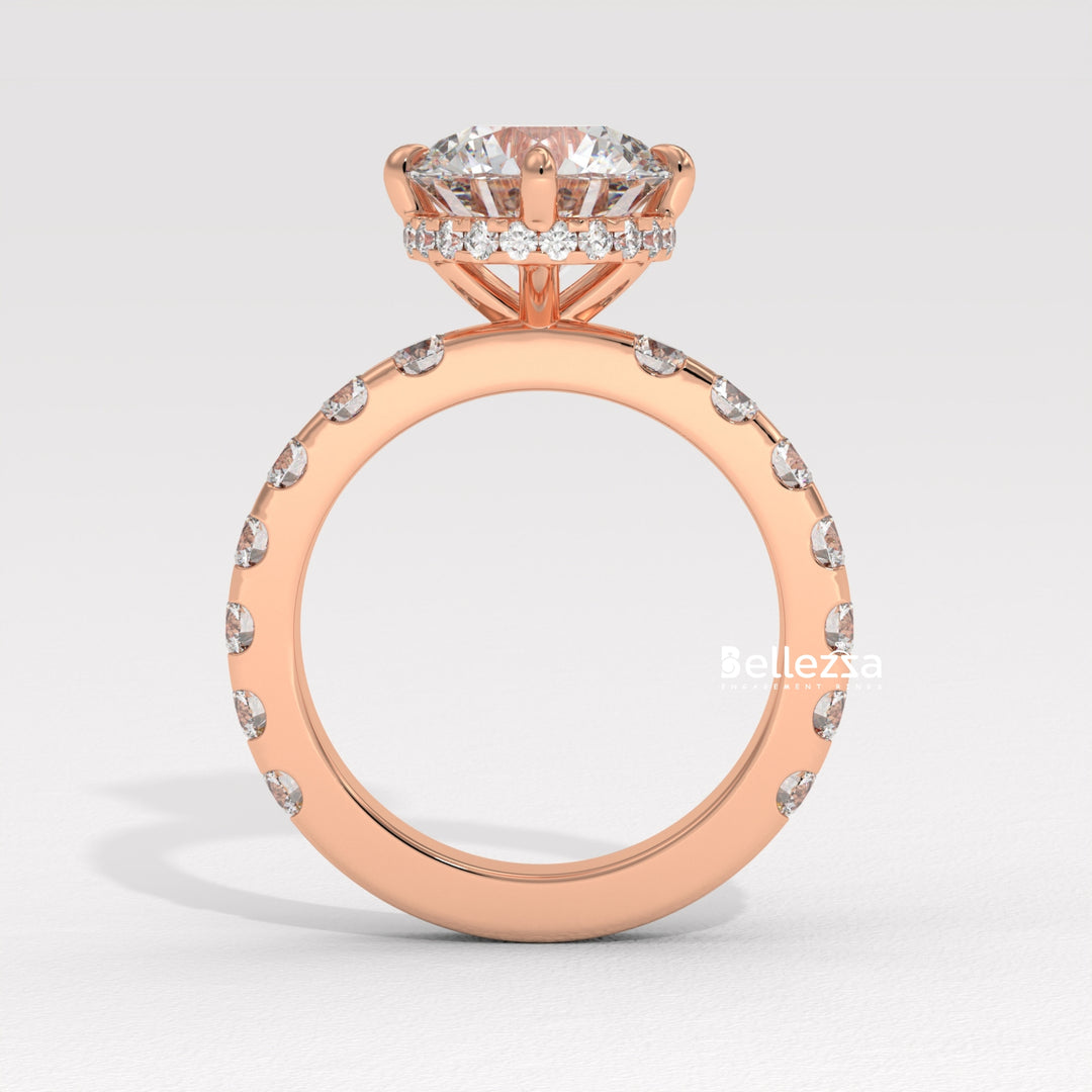 2.0-3.0CT Round Diamond Hidden Halo Pave Setting Lab Grown Engagement Ring