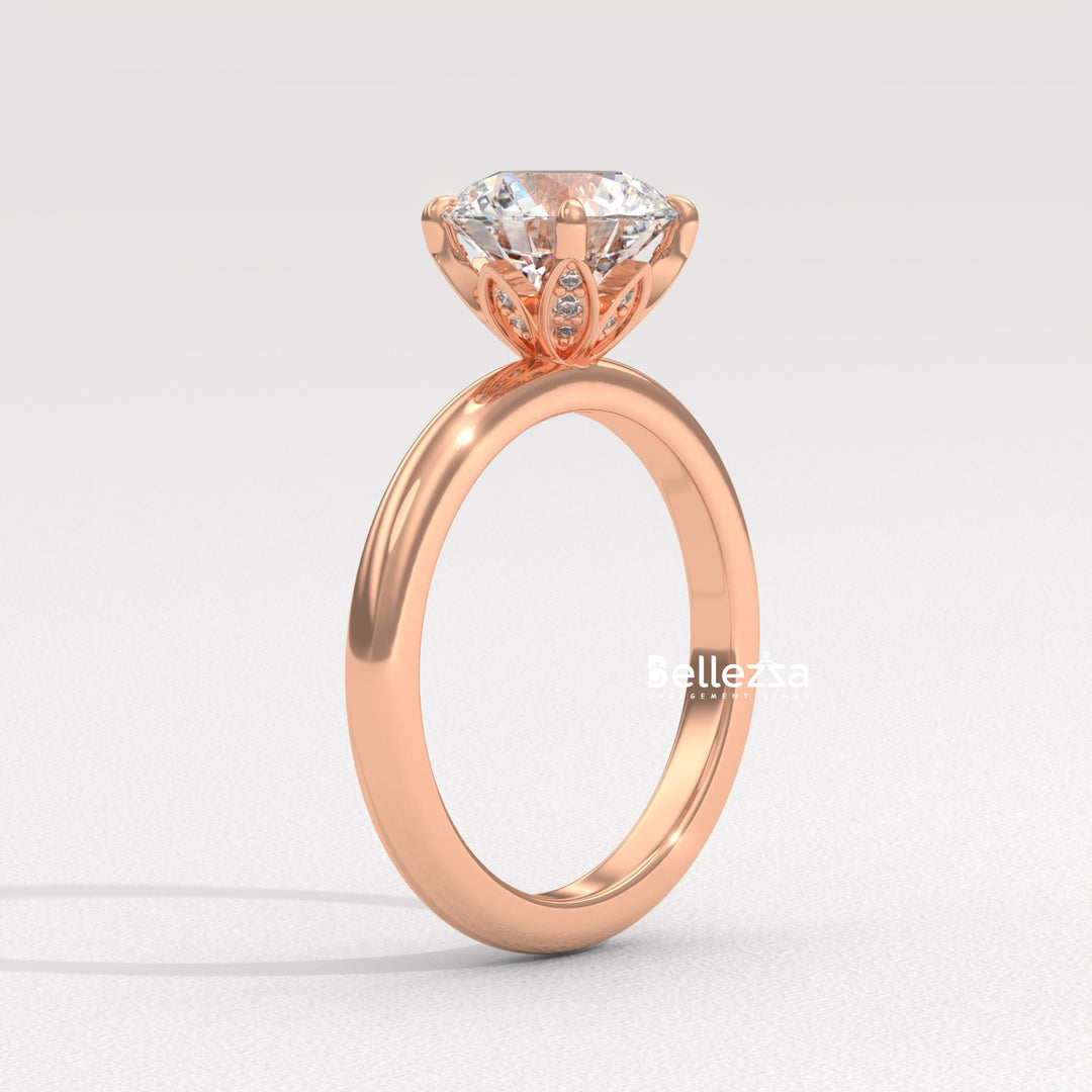 1.50-2.50CT Round Cut Hidden Diamond Lab Grown Engagement Ring