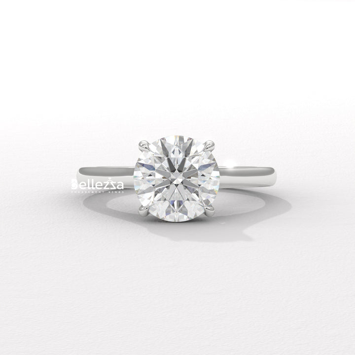 1.0-2.0CT Round Cut Hidden Diamond Lab Grown Engagement Ring