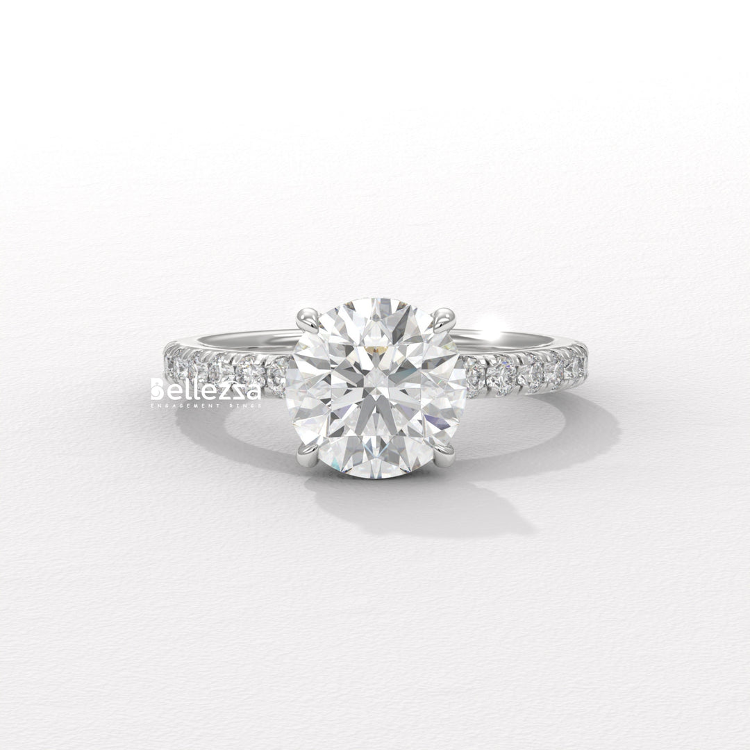 1.50-2.50CT Round Cut Hidden Halo Lab Grown Engagement Ring