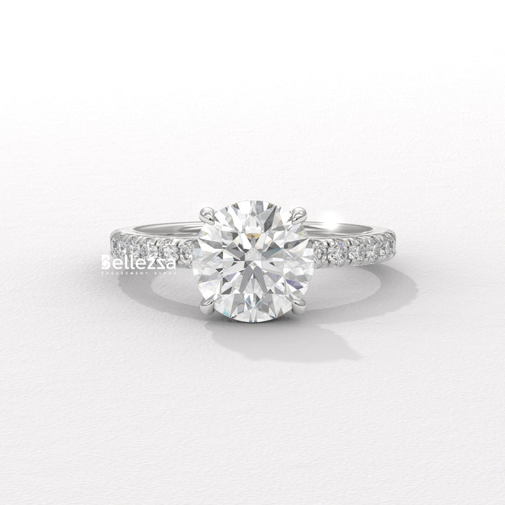1.50-2.50CT Round Cut Hidden Halo Lab Grown Engagement Ring