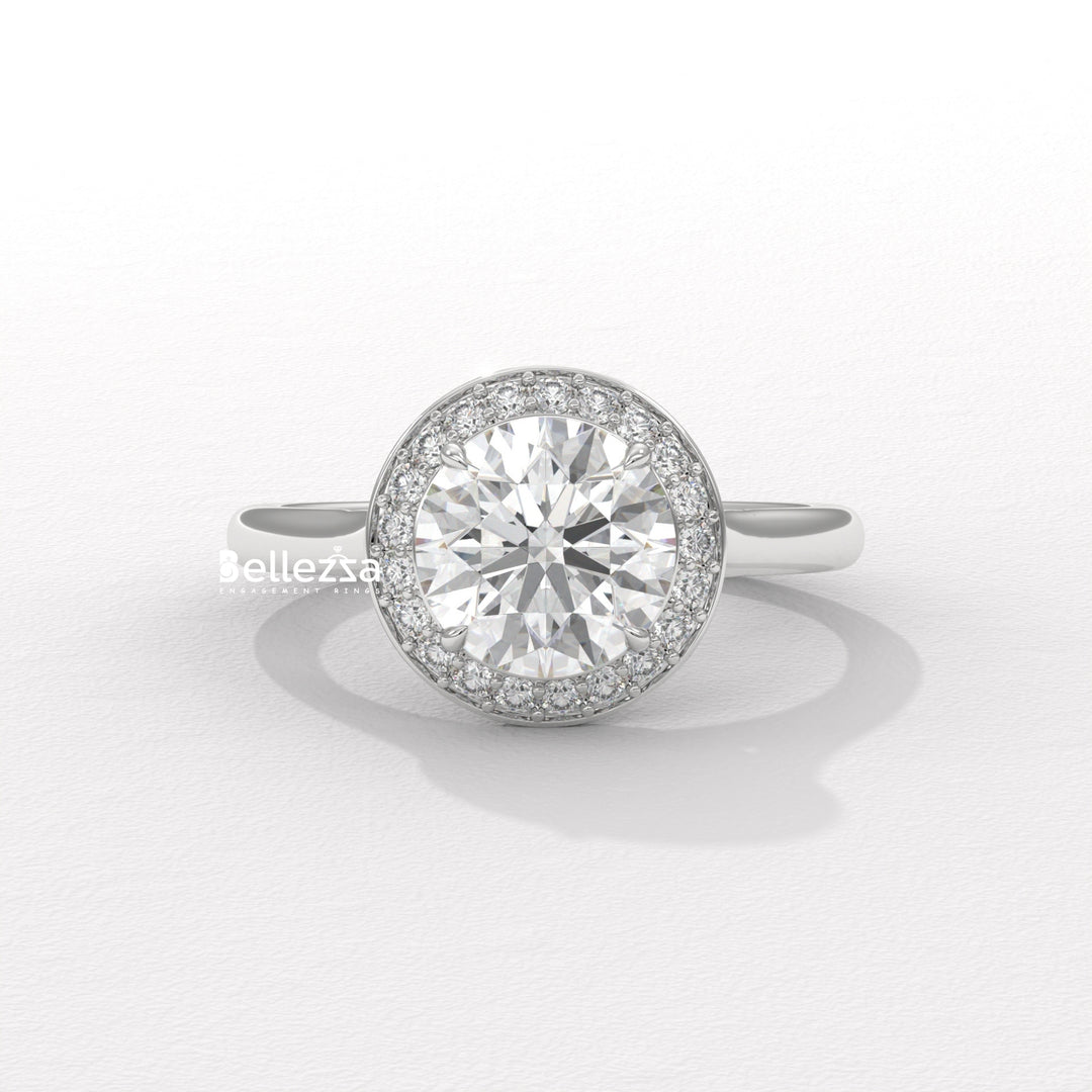 1.50-2.50CT Round Cut CVD Diamond Halo Setting Engagement Ring
