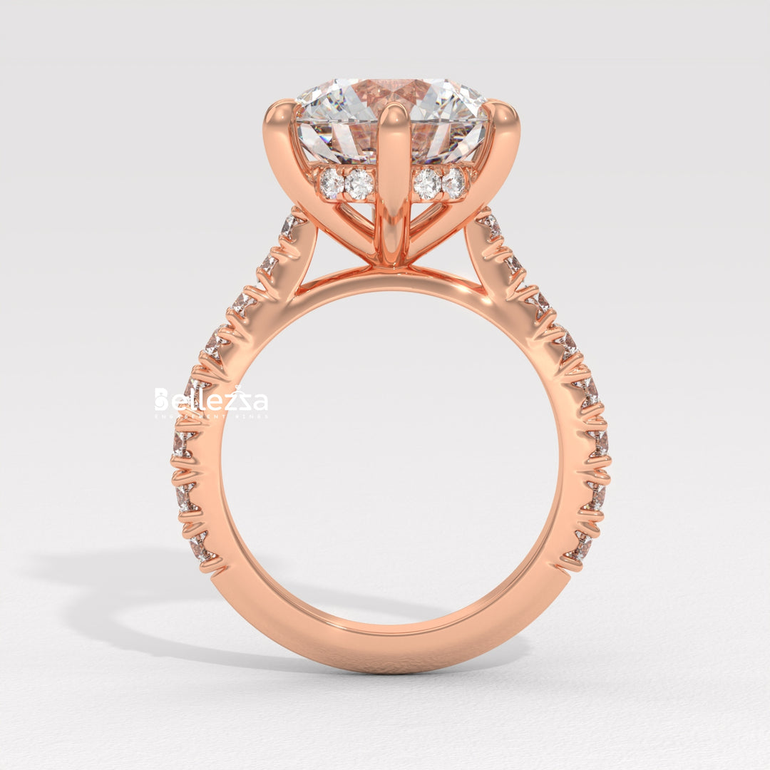 1.50-2.50CT Round Diamond Pave Setting Lab Grown Engagement Ring
