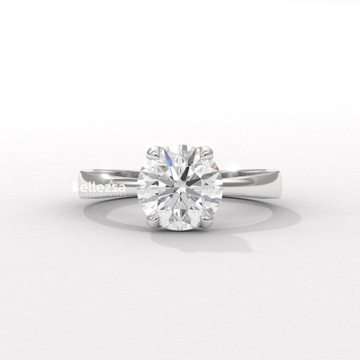 1.0-2.0CT Round Cut Hidden Halo CVD Diamond Engagement Ring
