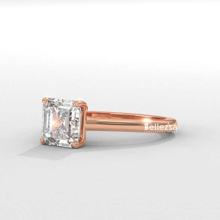 1.0-2.0CT Asscher Cut Solitaire CVD Diamond Engagement Ring