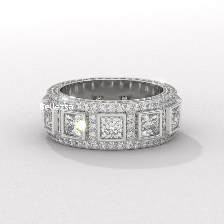 Princess & Round Diamond Eternity Lab Grown Wedding Band
