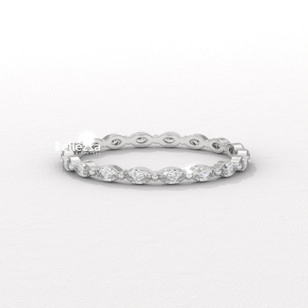East-West Marquise Diamond Eternity Lab Grown Wedding Band
