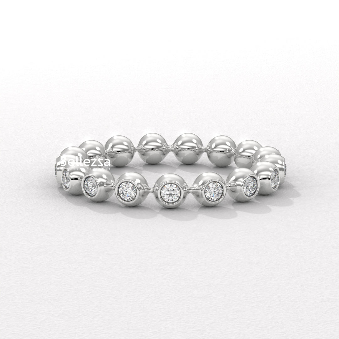 Round Diamond Bezel Setting Eternity Lab Grown Wedding Band