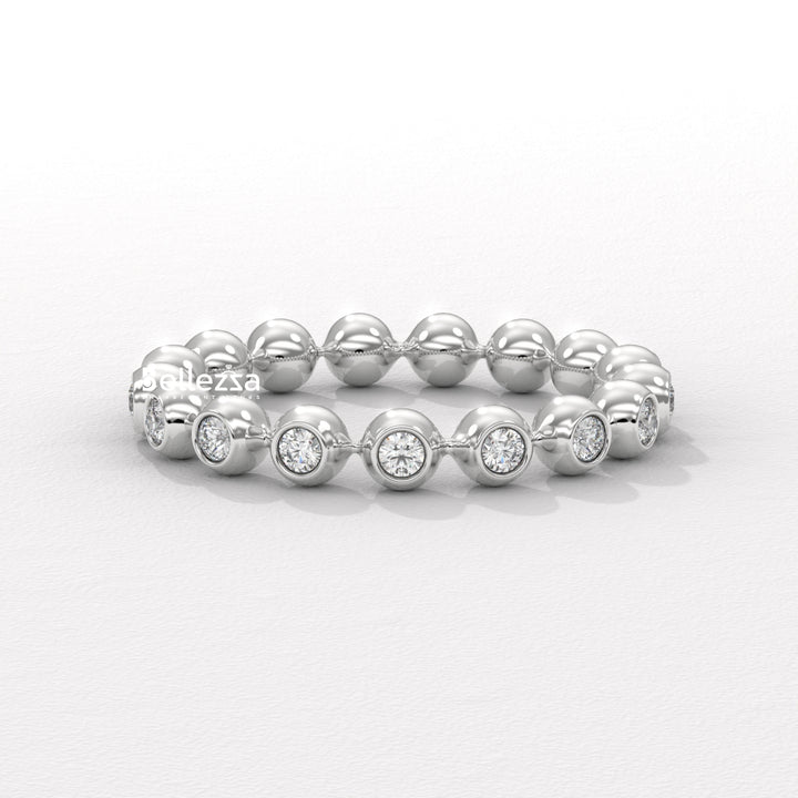 Round Diamond Bezel Setting Eternity Lab Grown Wedding Band
