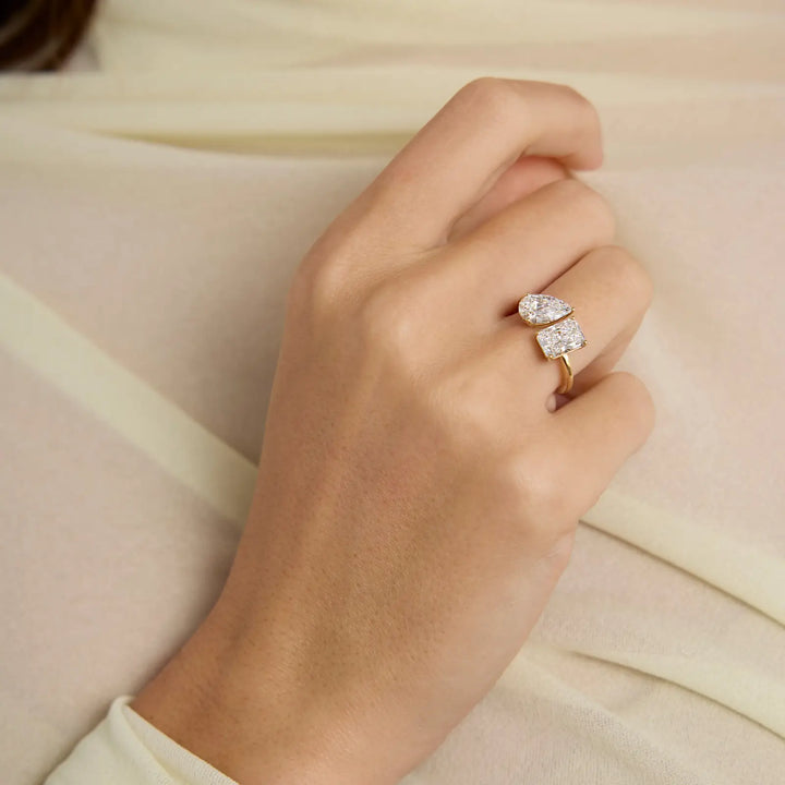 2.75TCW Pear & Radiant Cut Unique Toi Et Moi Engagement Ring