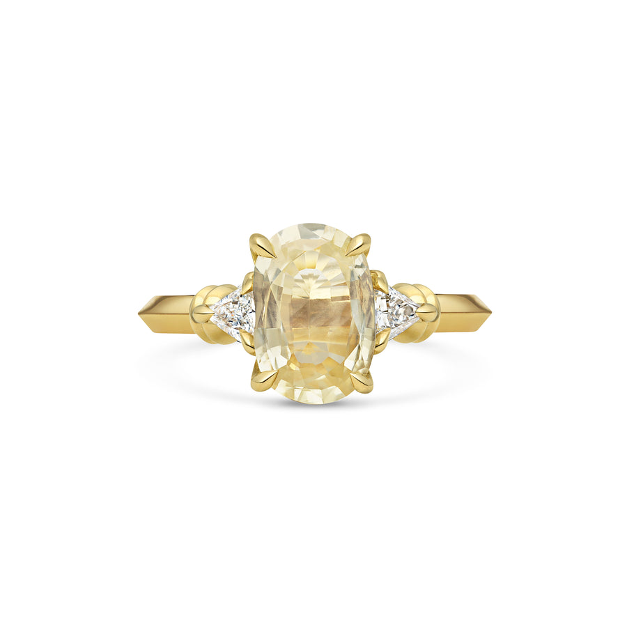 2.0CT Fancy Light Yellow Oval Diamond Three Stone Lab Grown Engagement Ring