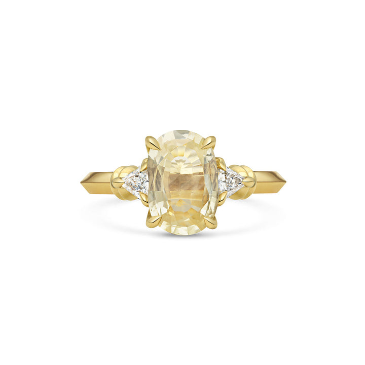 2.0CT Fancy Light Yellow Oval Diamond Three Stone Lab Grown Engagement Ring
