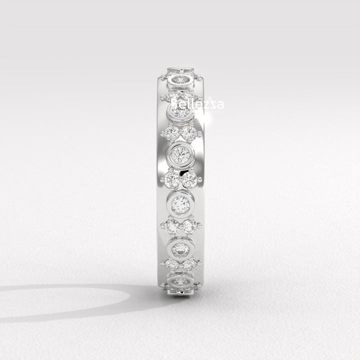 Round Diamond Cluster Setting Full Eternity Lab Grown Wedding Band