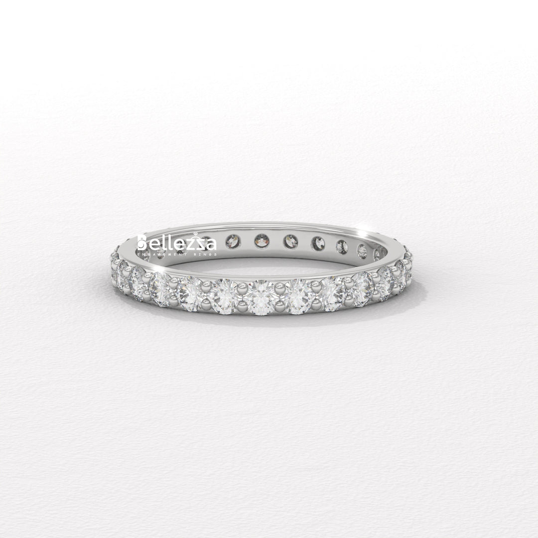 Round Diamond Full Eternity Pave Setting Lab Grown Wedding Band