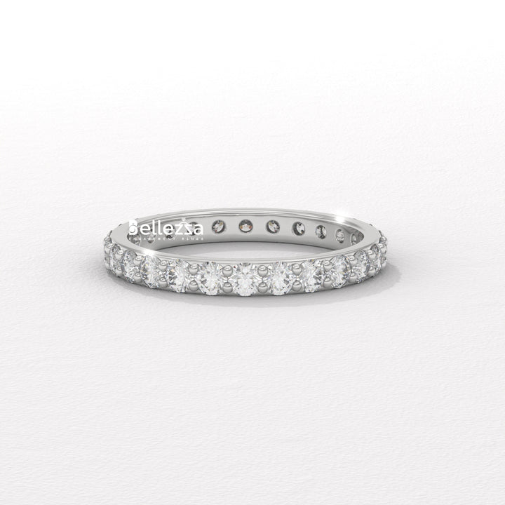 Round Diamond Full Eternity Pave Setting Lab Grown Wedding Band