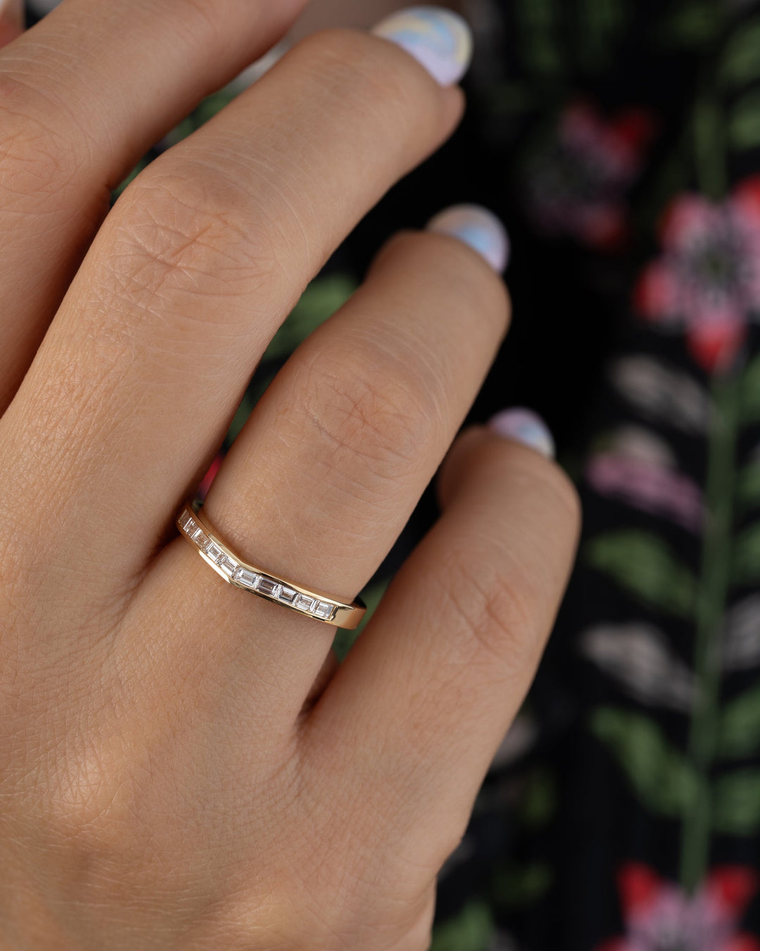 Baguette Cut Diamond Curved Style Lab Grown Wedding Band