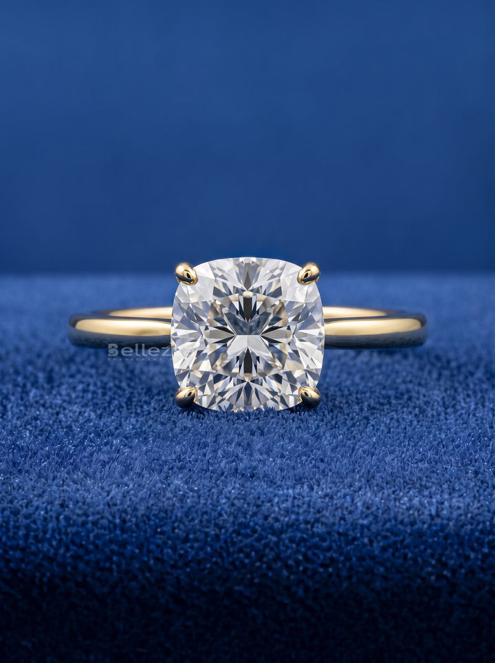 1.50-2.50CT Cushion Cut Diamond Hidden Halo Lab Grown Engagement Ring