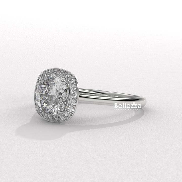 1.50-2.50CT Cushion Cut CVD Diamond Halo Setting Engagement Ring