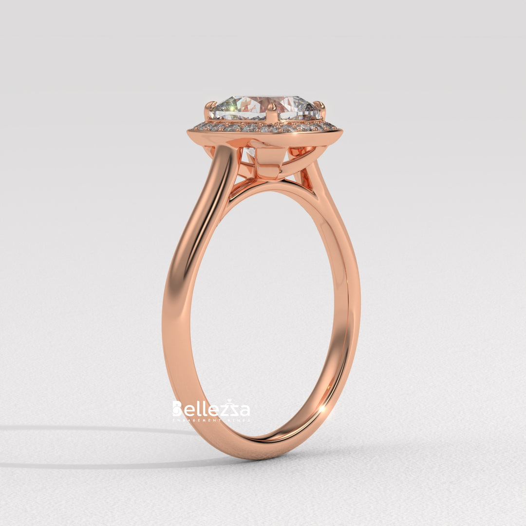 1.50-2.50CT Cushion Cut CVD Diamond Halo Setting Engagement Ring