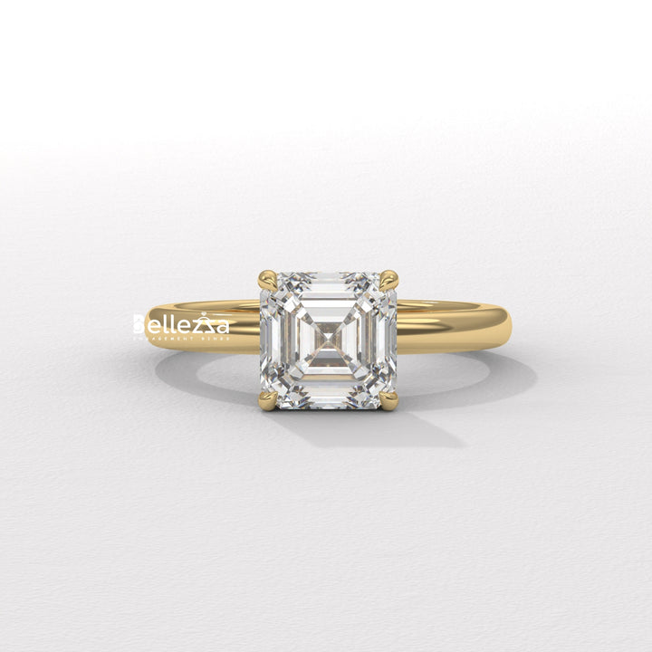 1.50-2.50CT Asscher Cut Diamond Hidden Halo Lab Grown Engagement Ring