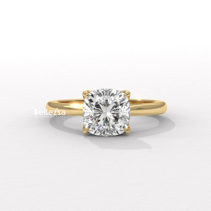 1.0-2.0CT Cushion Diamond Solitaire Setting Lab Grown Engagement Ring