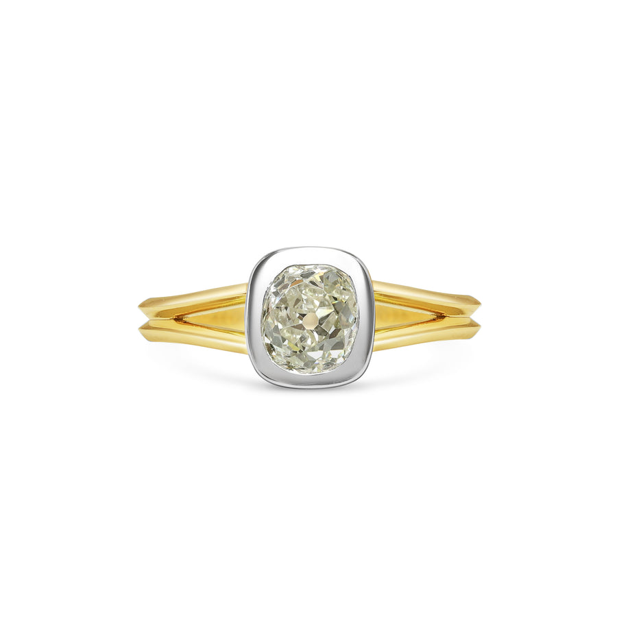 1.0CT Warm Old Mine Cushion Diamond Bezel Setting Lab Grown Ring