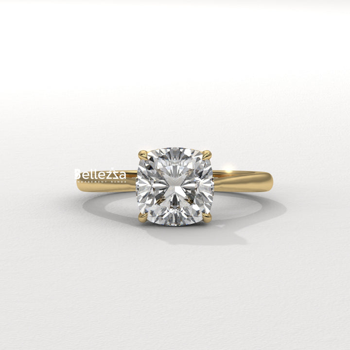 1.50-2.50CT Cushion Cut Diamond Hidden Halo Lab Grown Engagement Ring