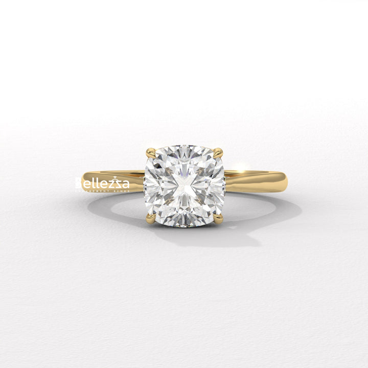 1.50-2.50CT Cushion Cut Diamond Hidden Halo Lab Grown Engagement Ring