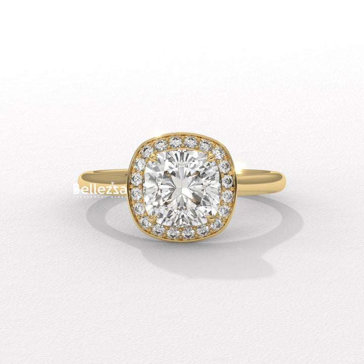 1.50-2.50CT Cushion Cut CVD Diamond Halo Setting Engagement Ring