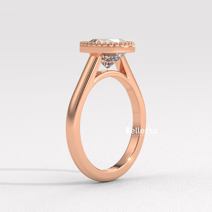 1.0-2.0CT Cushion Diamond Vintage Bezel Setting Lab Grown Engagement Ring