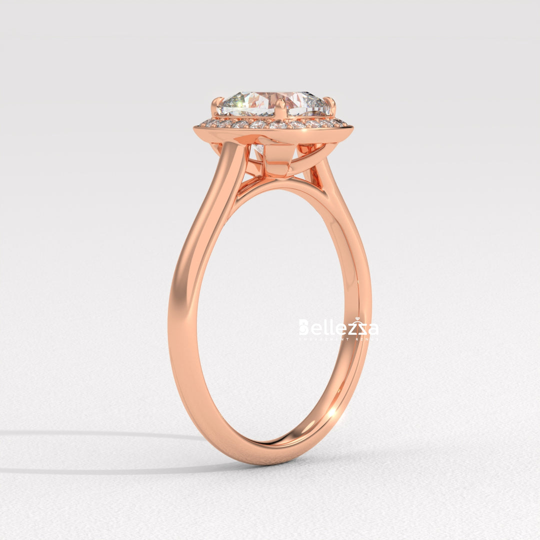 1.50-2.50CT Cushion Cut CVD Diamond Halo Setting Engagement Ring