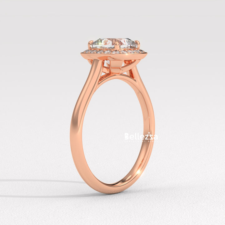 1.50-2.50CT Cushion Cut CVD Diamond Halo Setting Engagement Ring