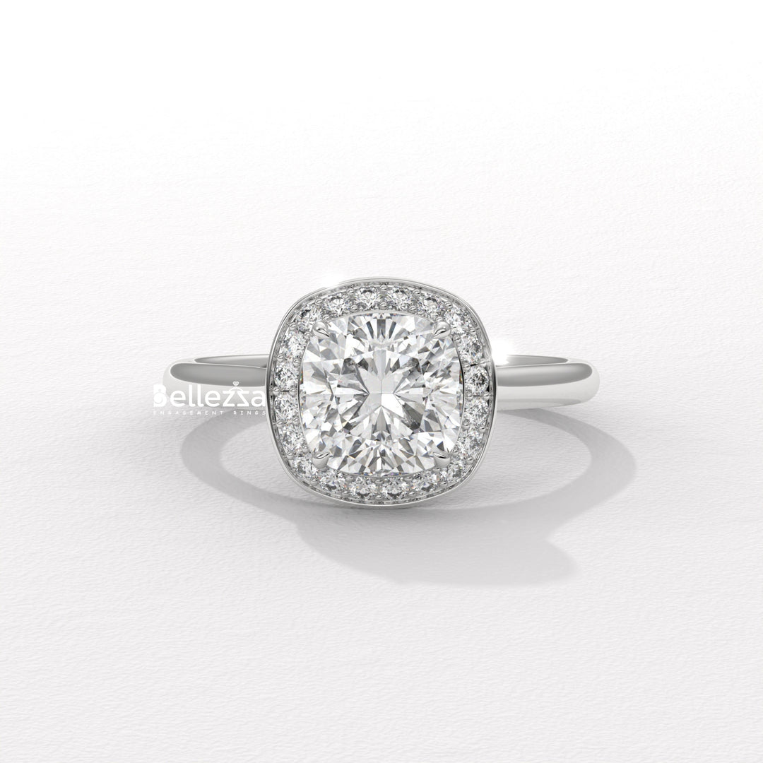 1.50-2.50CT Cushion Cut CVD Diamond Halo Setting Engagement Ring