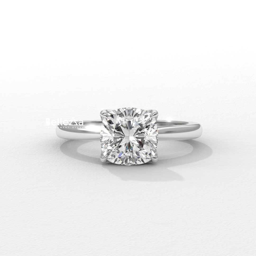 1.0-2.0CT Cushion Diamond Solitaire Setting Lab Grown Engagement Ring