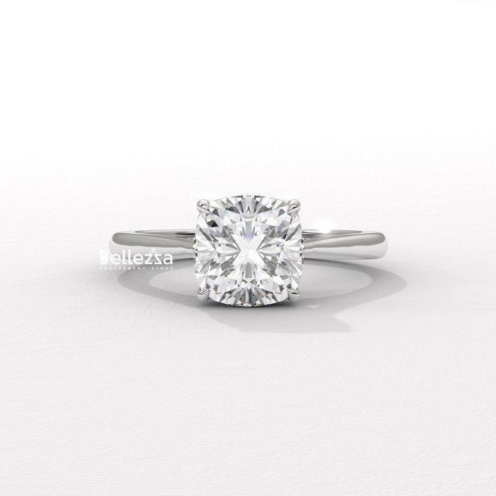 1.50-2.50CT Cushion Cut Diamond Hidden Halo Lab Grown Engagement Ring