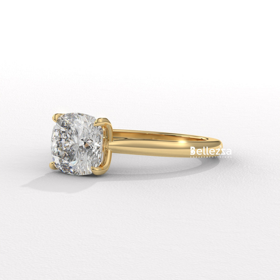 1.0-2.0CT Cushion Diamond Solitaire Setting Lab Grown Engagement Ring