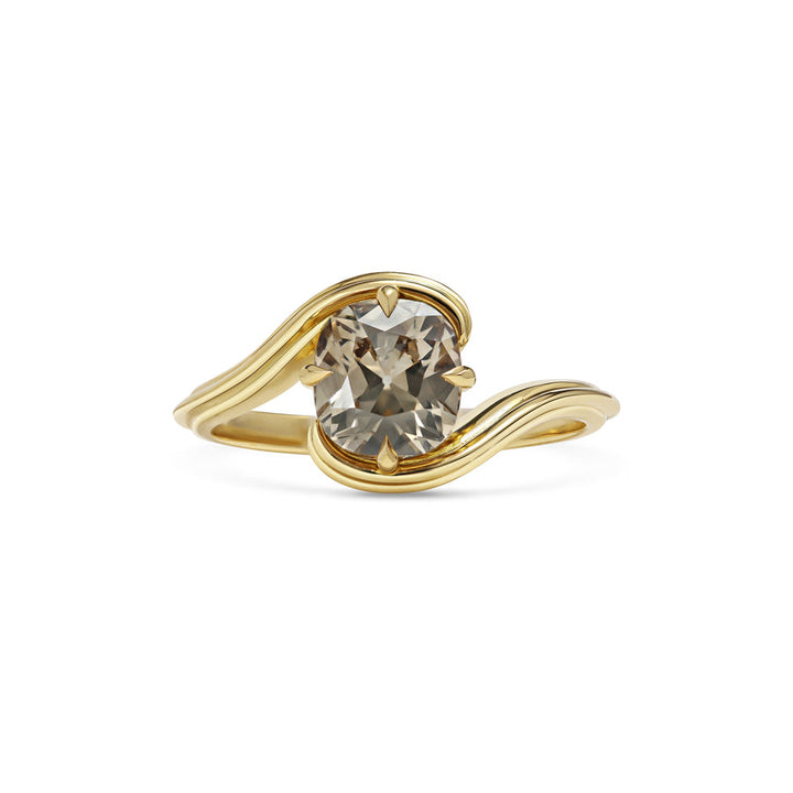 1.50CT Fancy Brown Old Mine Cushion Diamond Bypass Shank Lab Grown Ring